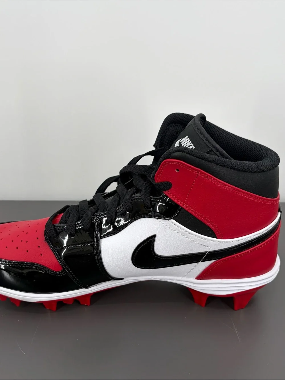 New‎ Men’s Nike Air Jordan 1 MID TD Red Black Baseball Cleats Size 12 FJ6805 601